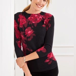 NWT TALBOTS AUDREY CASHMERE SWEATER - IKAT ROSES